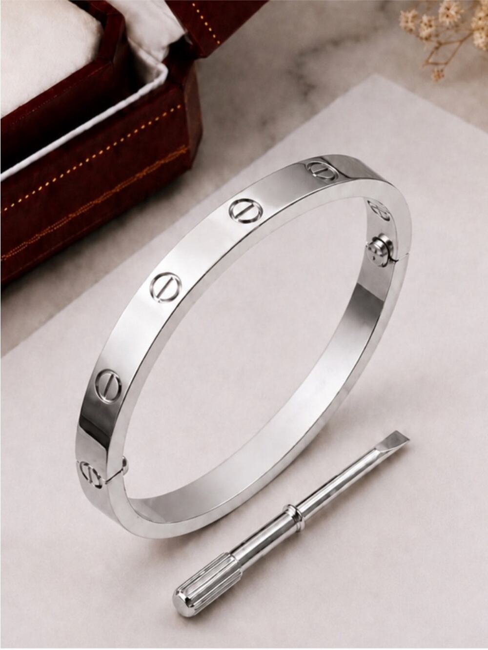 Love Screwdriver Platinum Silver Bangle Bracelet No Stones
